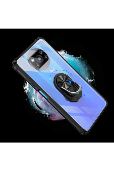 CEPCASE    Xiaomi Poco X3 Kılıf Arka Şeffaf Köşe Ve Yüzük Renkli Darbeye Dayanıklı Sert Pc Kapak - Resim 6