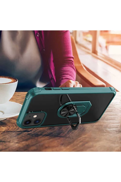 CEPCASE    Iphone 11 Kılıf Arka Şeffaf Köşe Ve Yüzük Renkli Darbeye Dayanıklı Sert Pc Kapak - Resim 4