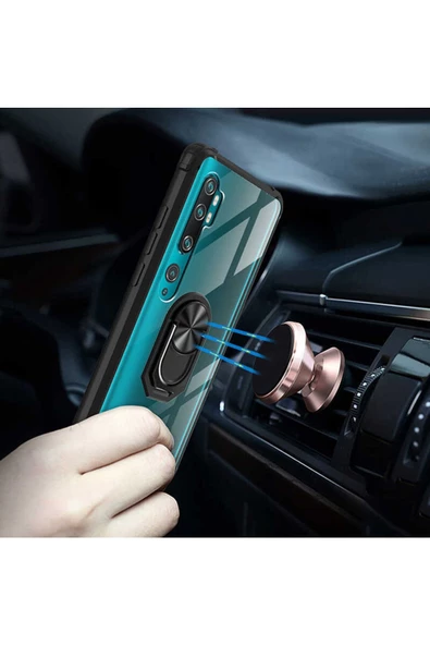 CEPCASE    Xiaomi Mi Note 10 Lite Kılıf Arka Şeffaf Köşe Ve Yüzük Renkli Darbeye Dayanıklı Sert Pc Kapak - 4