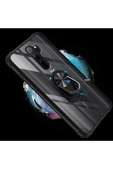 CEPCASE    Xiaomi Redmi Note 8 Pro Kılıf Arka Şeffaf Köşe Ve Yüzük Renkli Darbeye Dayanıklı Sert Pc Kapak - 5