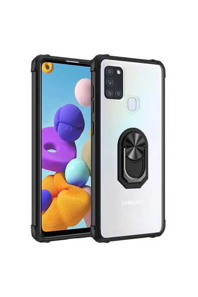 CEPCASE    Samsung Galaxy A21s Kılıf Arka Şeffaf Köşe Ve Yüzük Renkli Darbeye Dayanıklı Sert Pc Kapak ürün görseli