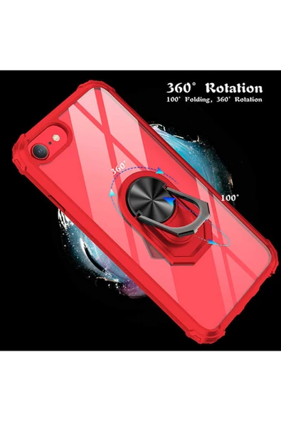 CEPCASE    Iphone 8 Kılıf Arka Şeffaf Köşe Ve Yüzük Renkli Darbeye Dayanıklı Sert Pc Kapak - Resim 6