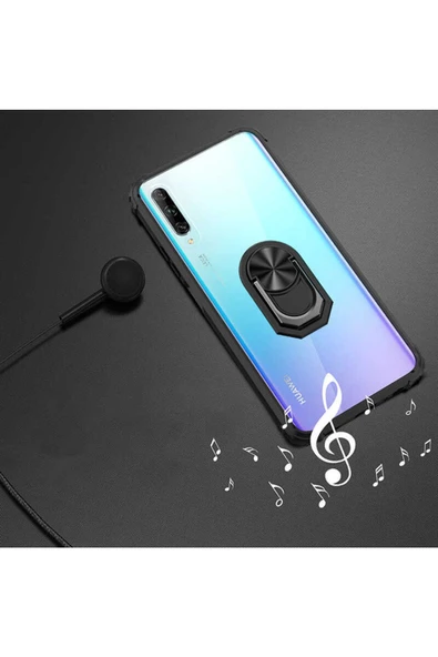 CEPCASE    Huawei P Smart Pro 2019 Kılıf Arka Şeffaf Köşe Ve Yüzük Renkli Darbeye Dayanıklı Sert Pc Kapak - Resim 4