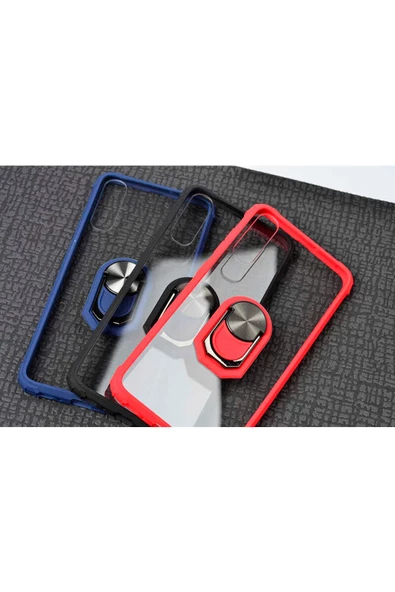 CEPCASE    Samsung Galaxy A70 Kılıf Arka Şeffaf Köşe Ve Yüzük Renkli Darbeye Dayanıklı Sert Pc Kapak - Resim 4