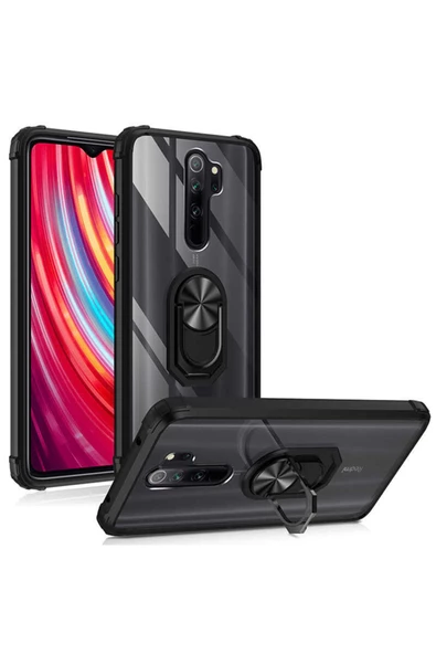 CEPCASE    Xiaomi Redmi Note 8 Pro Kılıf Arka Şeffaf Köşe Ve Yüzük Renkli Darbeye Dayanıklı Sert Pc Kapak - 6