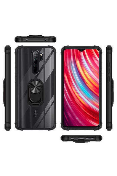 CEPCASE    Xiaomi Redmi Note 8 Pro Kılıf Arka Şeffaf Köşe Ve Yüzük Renkli Darbeye Dayanıklı Sert Pc Kapak - 4