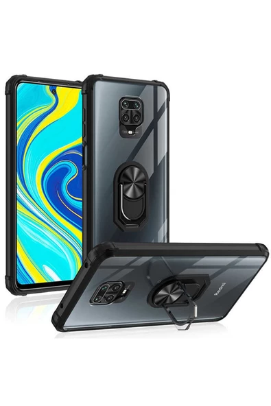 CEPCASE    Xiaomi Redmi Note 9 Pro Kılıf Arka Şeffaf Köşe Ve Yüzük Renkli Darbeye Dayanıklı Sert Pc Kapak - Resim 4