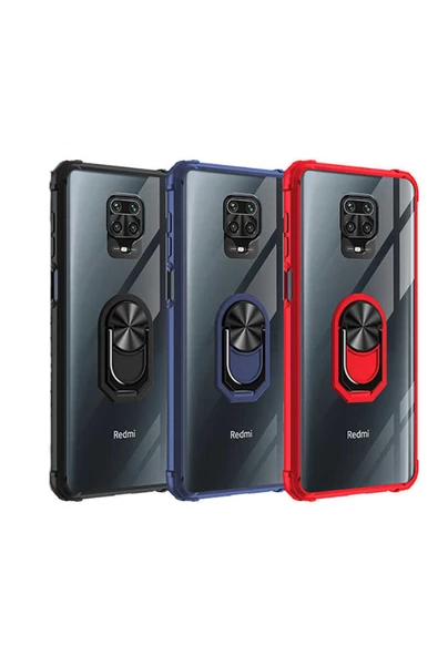 CEPCASE    Xiaomi Redmi Note 9 Pro Kılıf Arka Şeffaf Köşe Ve Yüzük Renkli Darbeye Dayanıklı Sert Pc Kapak - Resim 6