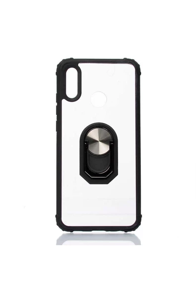 CEPCASE    Huawei P Smart 2019 Kılıf Arka Şeffaf Köşe Ve Yüzük Renkli Darbeye Dayanıklı Sert Pc Kapak