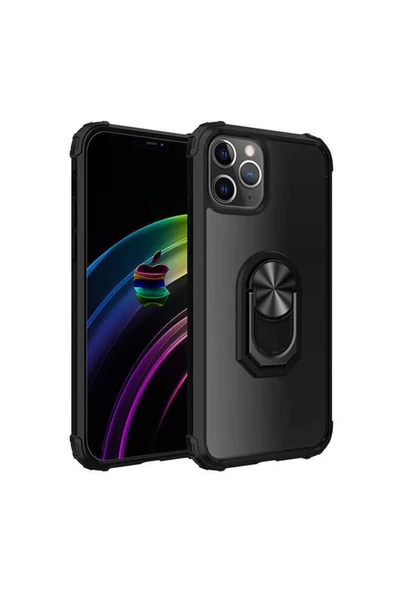 CEPCASE    Iphone 12 Pro Kılıf Arka Şeffaf Köşe Ve Yüzük Renkli Darbeye Dayanıklı Sert Pc Kapak - Resim 2