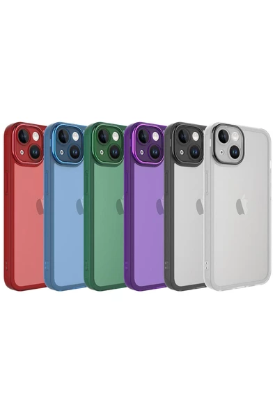 CEPCASE    Iphone 13 Kılıf Elektroplatin Kamera Korumalı Transparan Renkli Tam Kalıp Kapak - Resim 3