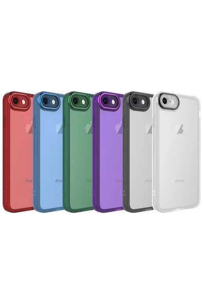 CEPCASE    Iphone Se 2020 Kılıf Elektroplatin Kamera Korumalı Transparan Renkli Tam Kalıp Kapak - Resim 3