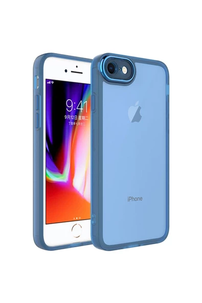CEPCASE    Iphone Se 2022 Kılıf Elektroplatin Kamera Korumalı Transparan Renkli Tam Kalıp Kapak