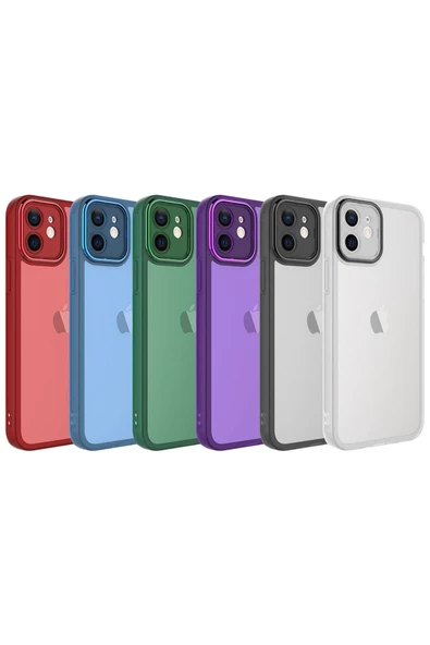 CEPCASE    Iphone 12 Kılıf Elektroplatin Kamera Korumalı Transparan Renkli Tam Kalıp Kapak - Resim 3