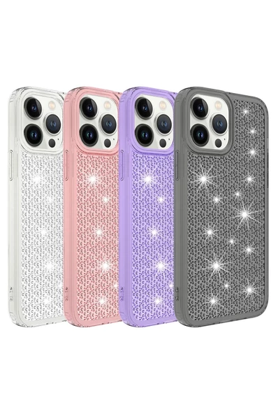 CEPCASE    Iphone 13 Pro Kılıf Parlayan Tasarım Kamera Çıkıntılı Airbagli Tam Koruma Twinkle Kapak - Resim 3