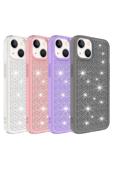 CEPCASE    Iphone 13 Kılıf Parlayan Tasarım Kamera Çıkıntılı Airbagli Tam Koruma Twinkle Kapak - Resim 3