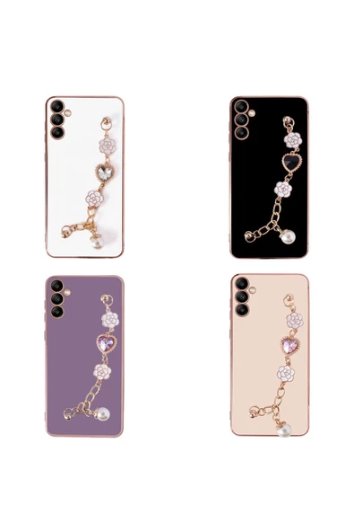 CEPCASE    Galaxy A14 Kılıf Taşlı El Tutma Aparatlı Kamera Korumalı Silikon Kapak - Resim 3