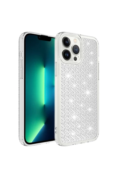 CEPCASE    Iphone 13 Pro Kılıf Parlayan Tasarım Kamera Çıkıntılı Airbagli Tam Koruma Twinkle Kapak ürün görseli