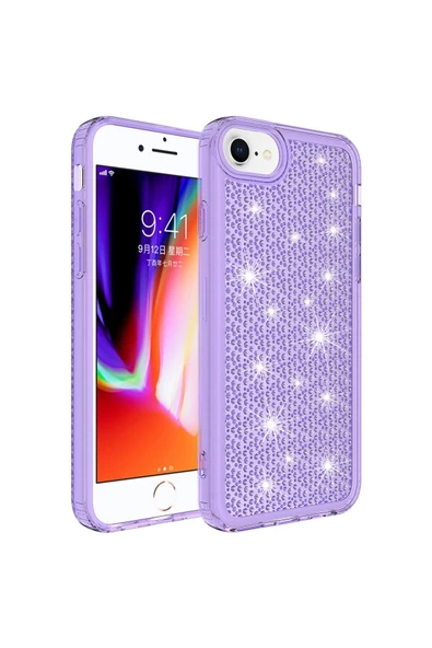 CEPCASE    Iphone 8 Kılıf Parlayan Tasarım Kamera Çıkıntılı Airbagli Tam Koruma Twinkle Kapak - Resim 2