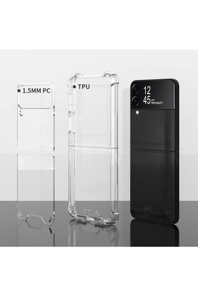 CEPCASE    Samsung Galaxy Z Flip 3 Kılıf Darbelere Dayanıklı Dört Köşe Airbag 2mm Anti Shock Silikon - Resim 6