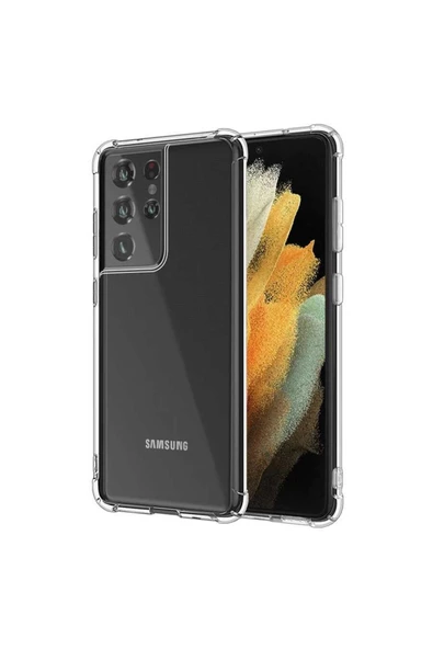 CEPCASE    Samsung Galaxy S21 Ultra Kılıf Darbelere Dayanıklı Dört Köşe Airbag 2mm Anti Shock Silikon