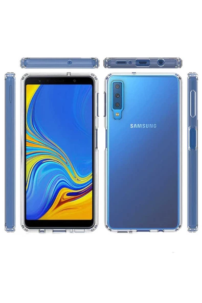 CEPCASE    Samsung Galaxy A7 2018 Kılıf Darbelere Dayanıklı Dört Köşe Airbag 2mm Anti Shock Silikon