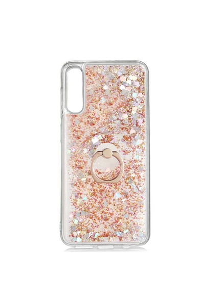 CEPCASE    Samsung Galaxy A50 Kılıf Yüzük Standlı Sıvılı Simli Pullu Renkli Desenli Silikon Kapak ürün görseli