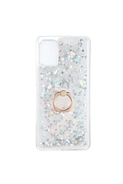 CEPCASE    Samsung Galaxy A71 Kılıf Yüzük Standlı Sıvılı Simli Pullu Renkli Desenli Silikon Kapak ürün görseli