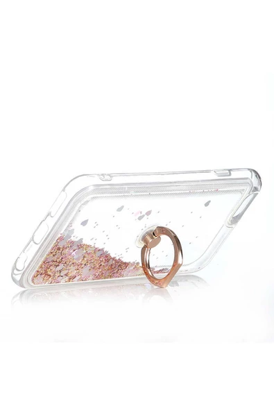 CEPCASE    Iphone 6 Kılıf Yüzük Standlı Sıvılı Simli Pullu Renkli Desenli Silikon Kapak - Resim 4