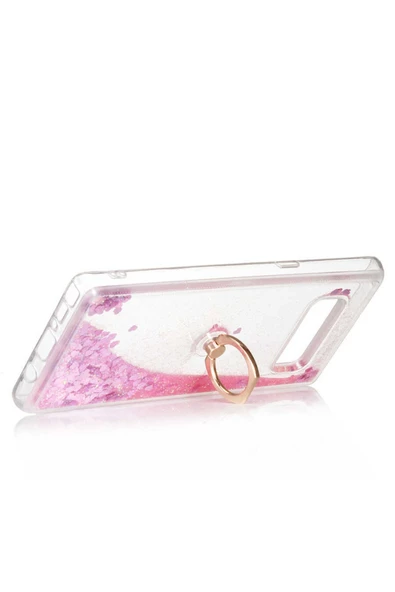 CEPCASE    Samsung Galaxy Note 8 Kılıf Yüzük Standlı Sıvılı Simli Pullu Renkli Desenli Silikon Kapak - Resim 4