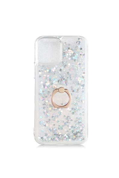 CEPCASE    Iphone 12 Pro Kılıf Yüzük Standlı Sıvılı Simli Pullu Renkli Desenli Silikon Kapak ürün görseli