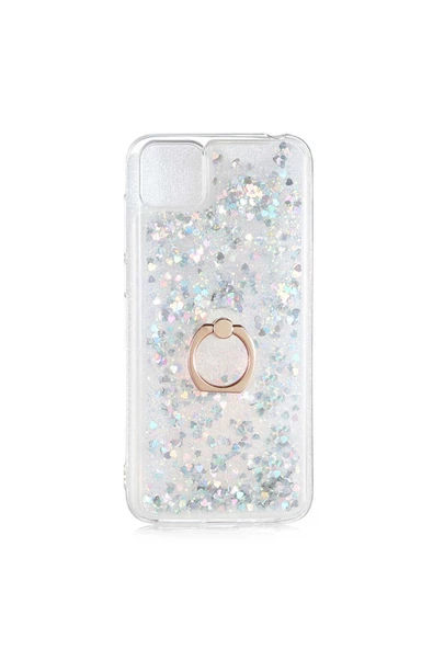 CEPCASE    Huawei Y5p Kılıf Yüzük Standlı Sıvılı Simli Pullu Renkli Desenli Silikon Kapak ürün görseli