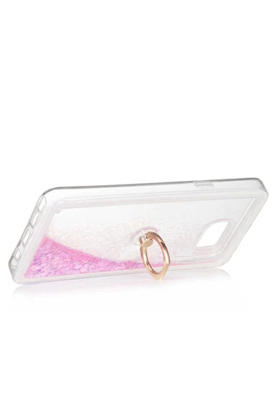 CEPCASE    Samsung Galaxy Note 5 Kılıf Yüzük Standlı Sıvılı Simli Pullu Renkli Desenli Silikon Kapak - Resim 4