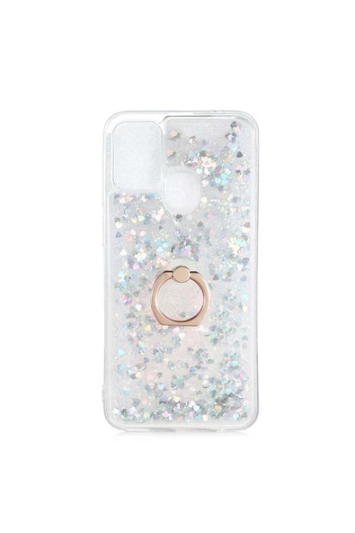 CEPCASE    Samsung Galaxy M31 Kılıf Yüzük Standlı Sıvılı Simli Pullu Renkli Desenli Silikon Kapak ürün görseli