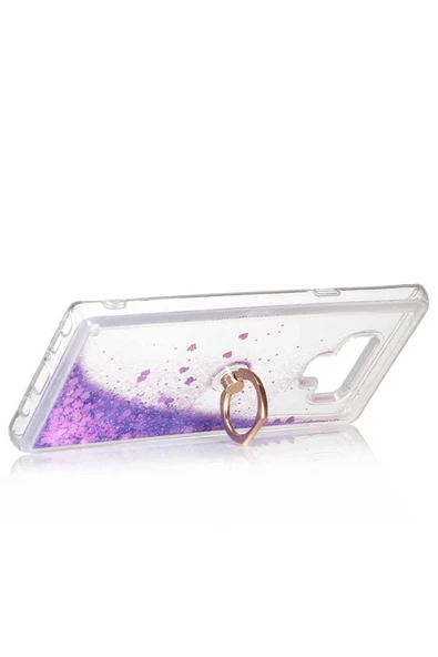 CEPCASE    Samsung Galaxy Note 9 Kılıf Yüzük Standlı Sıvılı Simli Pullu Renkli Desenli Silikon Kapak - Resim 4