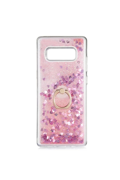 CEPCASE    Samsung Galaxy Note 8 Kılıf Yüzük Standlı Sıvılı Simli Pullu Renkli Desenli Silikon Kapak ürün görseli