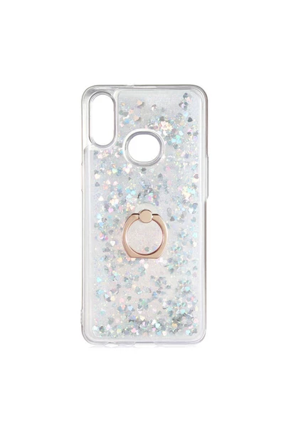 CEPCASE    Samsung Galaxy A10s Kılıf Yüzük Standlı Sıvılı Simli Pullu Renkli Desenli Silikon Kapak ürün görseli