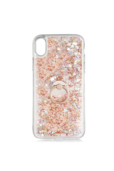 CEPCASE    Iphone Xs Max 6.5 Kılıf Yüzük Standlı Sıvılı Simli Pullu Renkli Desenli Silikon Kapak - Resim 2