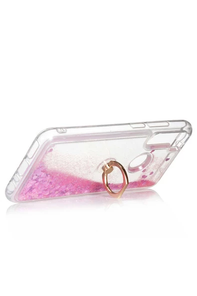 CEPCASE    Xiaomi Redmi Note 8 Kılıf Yüzük Standlı Sıvılı Simli Pullu Renkli Desenli Silikon Kapak - Resim 4