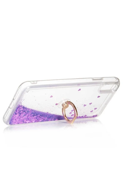 CEPCASE    Iphone Xs Max 6.5 Kılıf Yüzük Standlı Sıvılı Simli Pullu Renkli Desenli Silikon Kapak - Resim 4