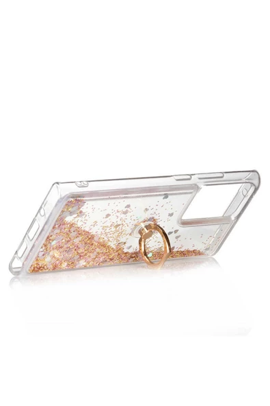 CEPCASE    Samsung Galaxy Note 20 Ultra Kılıf Yüzük Standlı Sıvılı Simli Pullu Renkli Desenli Silikon Kapak - Resim 4