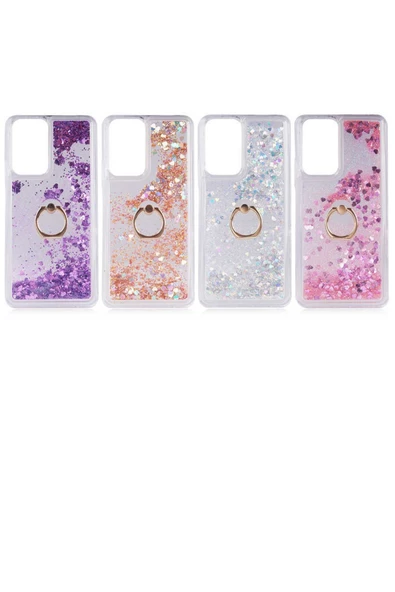 CEPCASE    Xiaomi Mi 10t 5g Kılıf Yüzük Standlı Sıvılı Simli Pullu Renkli Desenli Silikon Kapak - Resim 3