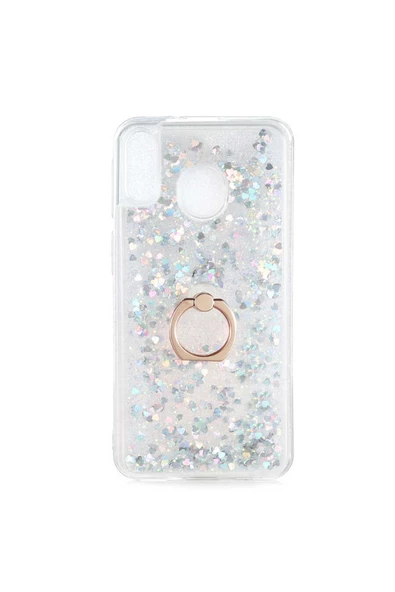 CEPCASE    Samsung Galaxy M20 Kılıf Yüzük Standlı Sıvılı Simli Pullu Renkli Desenli Silikon Kapak ürün görseli