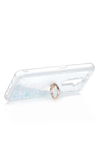 CEPCASE    Oppo Reno 2z Kılıf Yüzük Standlı Sıvılı Simli Pullu Renkli Desenli Silikon Kapak - Resim 4