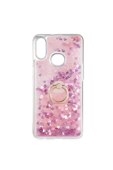 CEPCASE    Samsung Galaxy A10s Kılıf Yüzük Standlı Sıvılı Simli Pullu Renkli Desenli Silikon Kapak ürün görseli 1