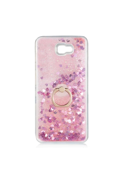 CEPCASE    Samsung Galaxy J7 Prime Kılıf Yüzük Standlı Sıvılı Simli Pullu Renkli Desenli Silikon Kapak ürün görseli