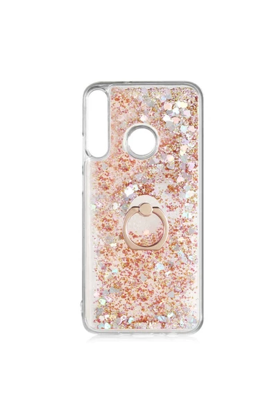 CEPCASE    Huawei P40 Lite E Kılıf Yüzük Standlı Sıvılı Simli Pullu Renkli Desenli Silikon Kapak ürün görseli