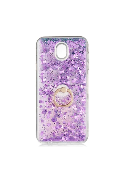CEPCASE    Samsung Galaxy J730 Pro Kılıf Yüzük Standlı Sıvılı Simli Pullu Renkli Desenli Silikon Kapak ürün görseli
