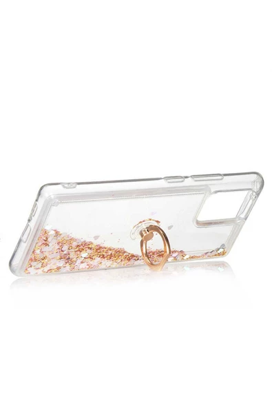 CEPCASE    Samsung Galaxy A91 (s10 Lite) Kılıf Yüzük Standlı Sıvılı Simli Pullu Renkli Desenli Silikon Kapak - Resim 4