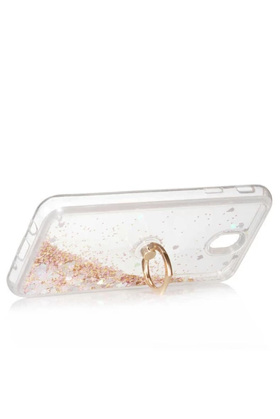 CEPCASE    Samsung Galaxy J730 Pro Kılıf Yüzük Standlı Sıvılı Simli Pullu Renkli Desenli Silikon Kapak - Resim 4